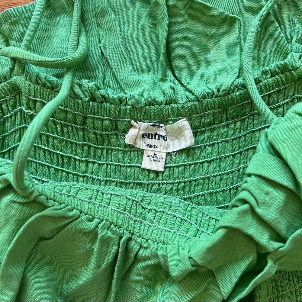 Entro Ruffle Mini Green Dress - Picture 4 of 4